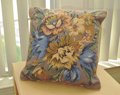 Needlepoint Pillows with Flowers. 18"x18". 100% All Wool